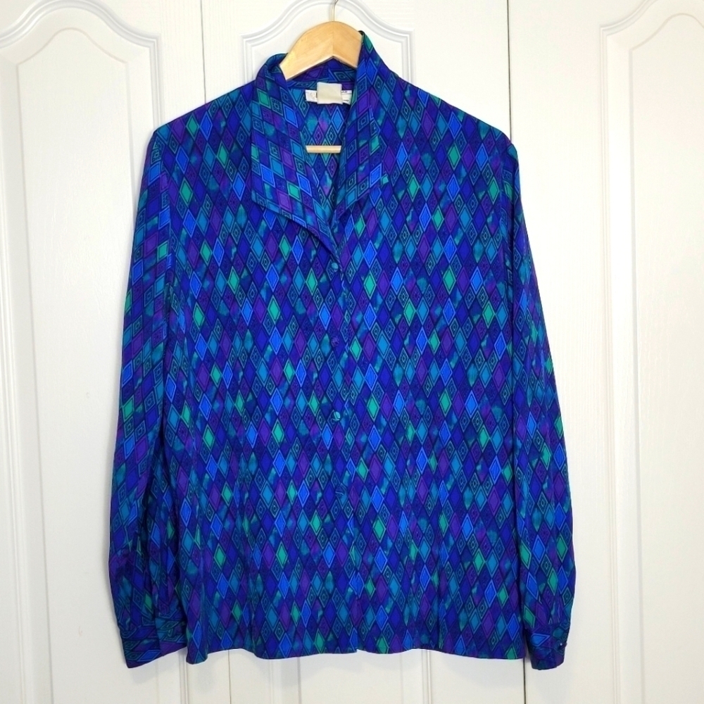Vintage Vibrant Geometric Patterned Shirt
